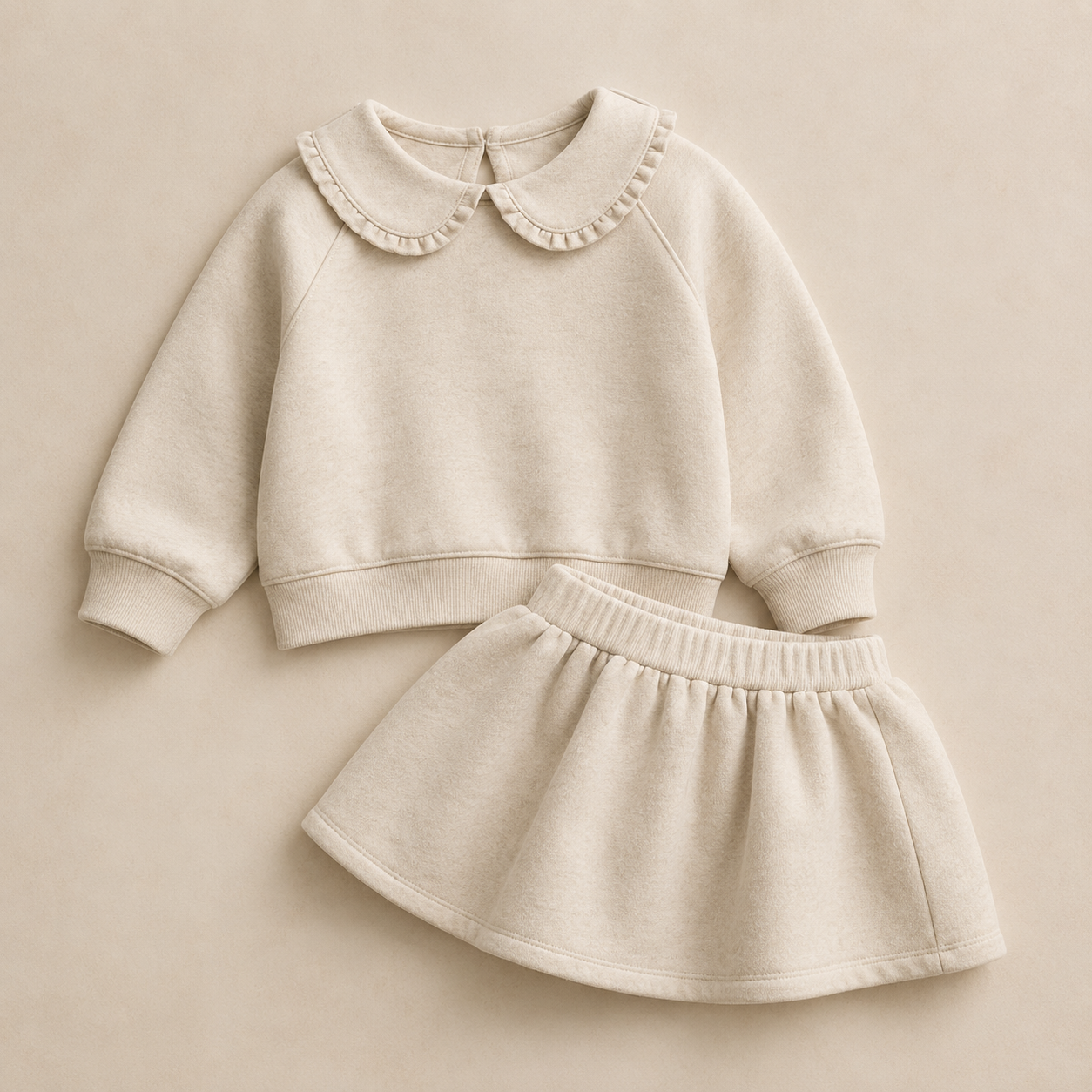 Collar Sweatshirt & Skirt Set